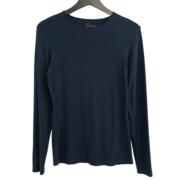 Junee Tops - Junee Long Sleeve Shirt Women XL Minimalist Dark Academia Navy Blue Modest Basic